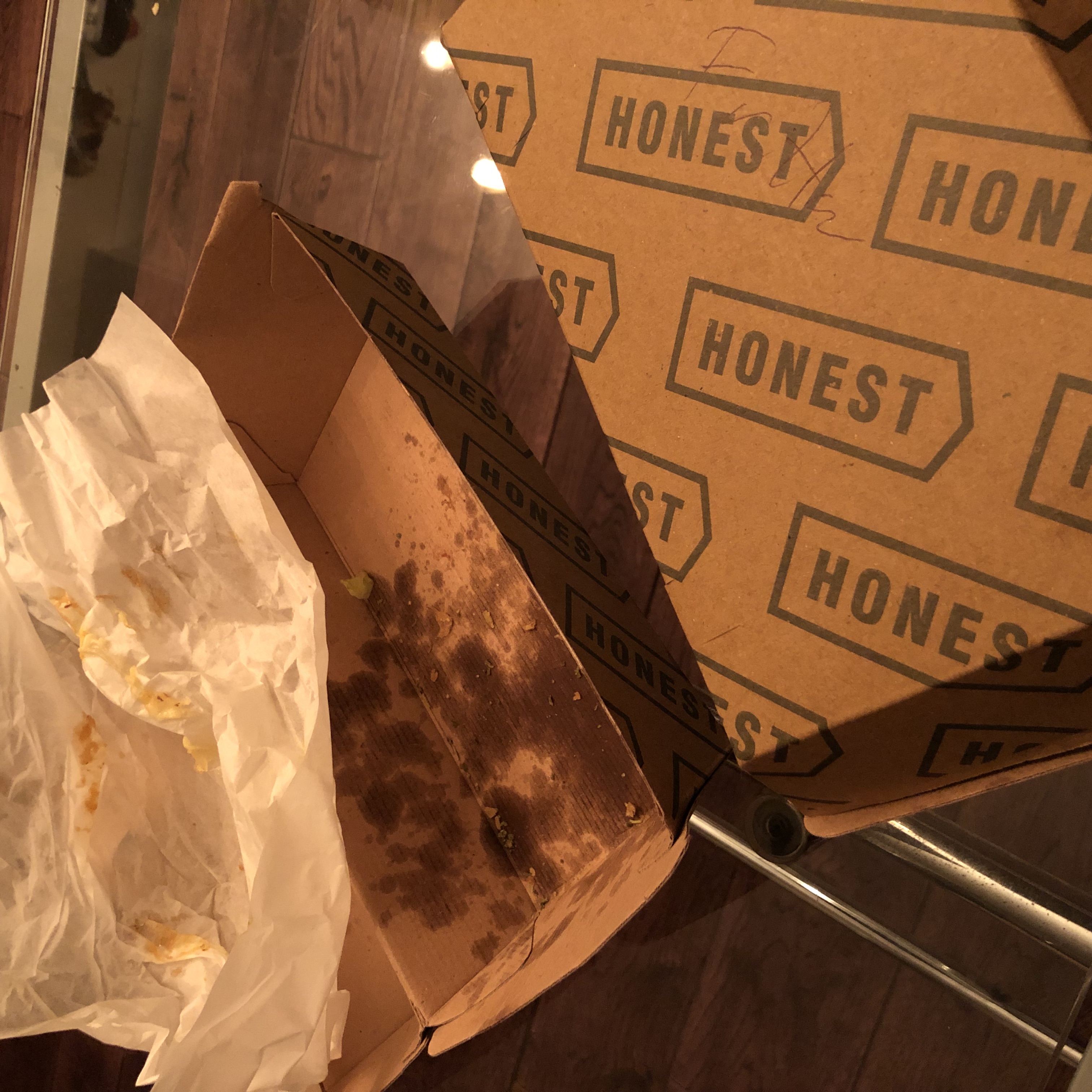 Honest Burgers packaging (sans burger, yum): cardboard and grease paper